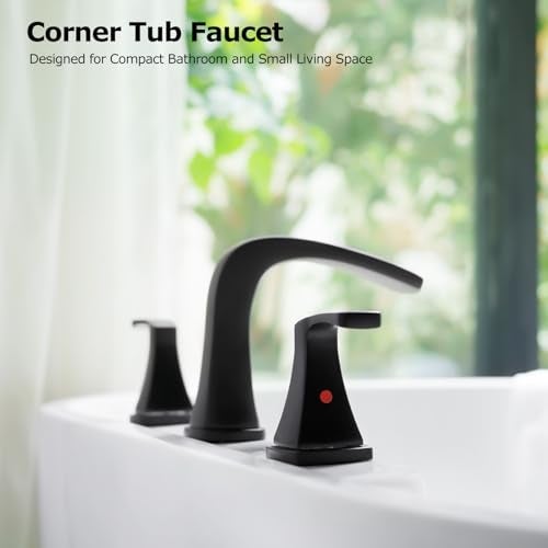 PARLOS 2-Handle Widespread Waterfall Roman Bathtub Faucet Tub Filler with Valve, Matte Black, 1434204 - Image 3