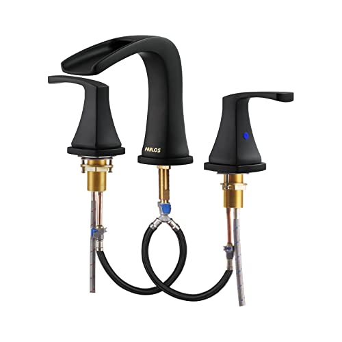 PARLOS 2-Handle Widespread Waterfall Roman Bathtub Faucet Tub Filler with Valve, Matte Black, 1434204 - Image 1