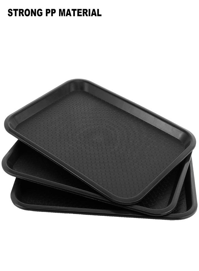 SHEUTSAN 8 Packs 16 x 12 Inches Plastic Fast Food Trays, Non-Slip Rectangular Restaurant Cafeteria Serving Trays, Sturdy Black Storage Food Service, for Household and Business Use - Image 3