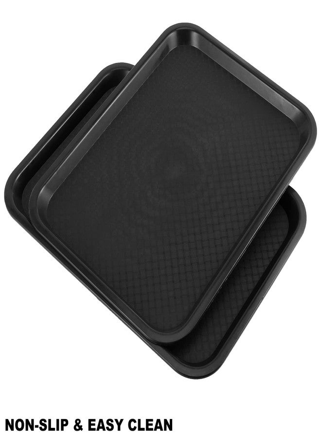 SHEUTSAN 8 Packs 16 x 12 Inches Plastic Fast Food Trays, Non-Slip Rectangular Restaurant Cafeteria Serving Trays, Sturdy Black Storage Food Service, for Household and Business Use - Image 4