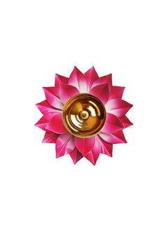 Rengvo Rengvo Rudra Exports Brass Lotus Diya for Puja Pink 5 Inch Dia  - Image 5