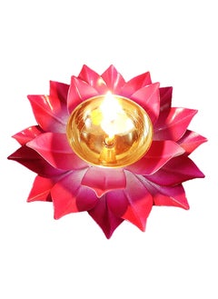 Rengvo Rengvo Rudra Exports Brass Lotus Diya for Puja Pink 5 Inch Dia  - Image 1