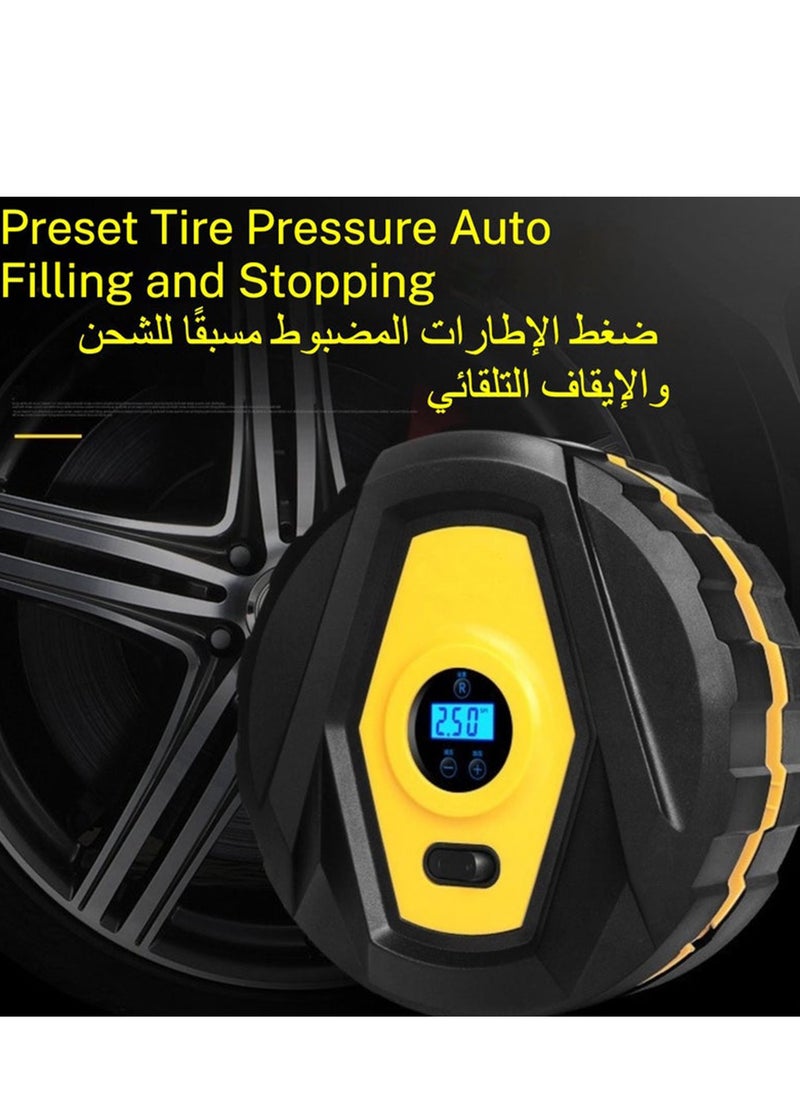 ماركة غير محددة - HuaKe ضاغط هواء نافخ إطارات السيارات 12 فولت تيار مستمر، مضخة هواء رقمية لإطارات السيارات 160 رطل لكل بوصة مربعة (PSI)، مضخة هواء رقمية لضغط الإطارات مضبوطة مسبقًا وإيقاف التشغيل التلقائي، مصباح LED، مضخة هواء كهربائية للسيارة/الدراجة/المركب المطاطي/سرير عائم على الشاطئ - Image 1