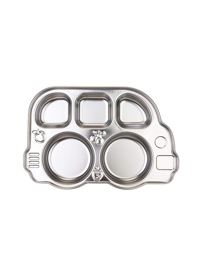 Innobaby - Innobaby Stainless Bus Plate, The Original, Rust Free, Safe Divided Platter, Mom Invented Fun Shape Plate Din Din SMART for Babies, Toddlers and Kids, BPA Free Plate - Image 1