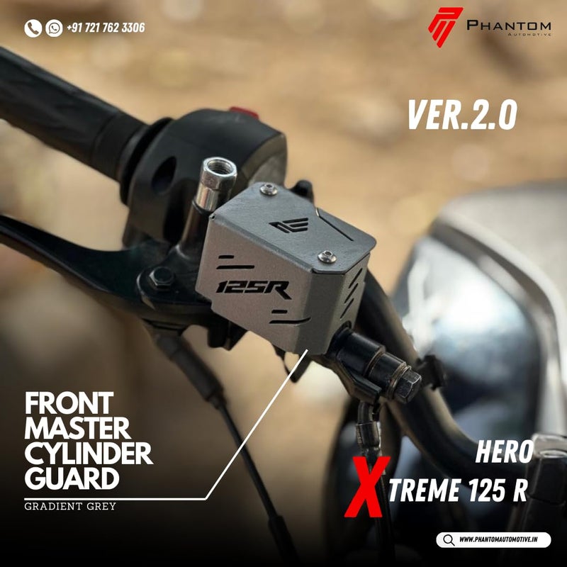 PHANTOM AUTO Premium Xtreme 125R Visor & Front Master Cylinder Guard for Xtreme 125R V 2.0 | Combo |Touring & City Riding Compatible (White & Grey) - Image 3