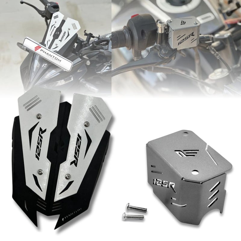 PHANTOM AUTO Premium Xtreme 125R Visor & Front Master Cylinder Guard for Xtreme 125R V 2.0 | Combo |Touring & City Riding Compatible (White & Grey) - Image 1