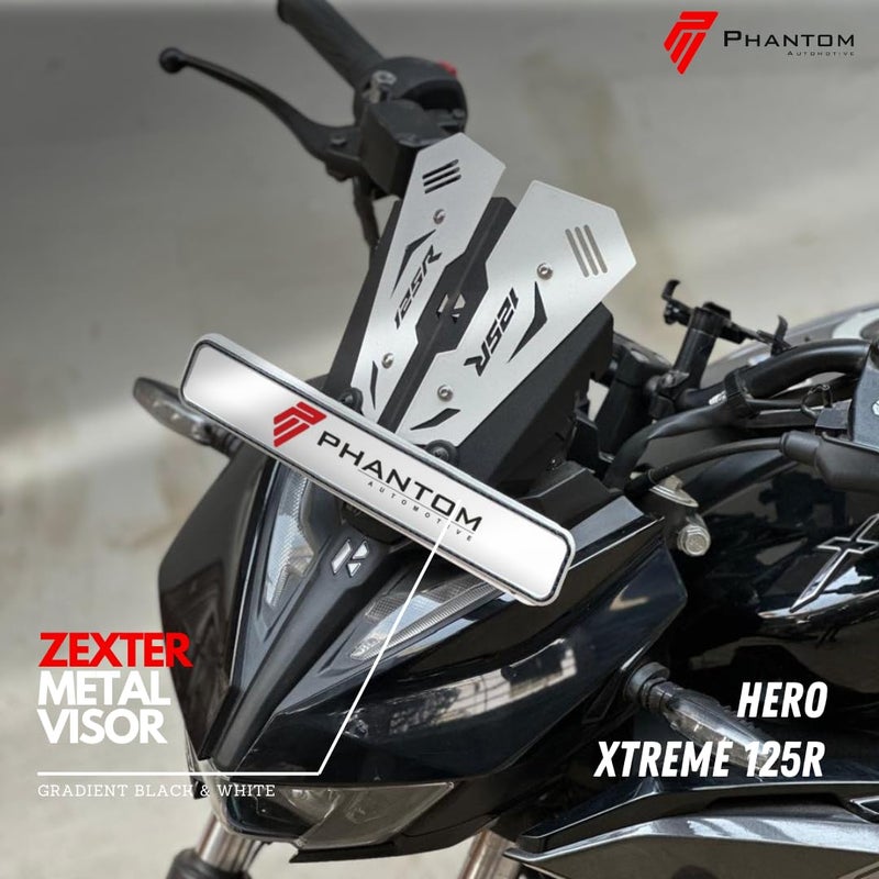 PHANTOM AUTO Premium Xtreme 125R Visor & Front Master Cylinder Guard for Xtreme 125R V 2.0 | Combo |Touring & City Riding Compatible (White & Grey) - Image 2