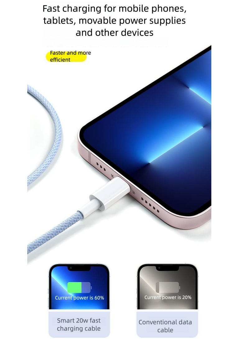Generic - Braided pd20w data cable is suitable for iOS, Android, mobile phone ipad charging fast charging cable - Image 1