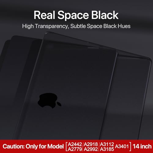 Soonjet for MacBook Pro 14 inch Case M5 M4 2025 2024-2021 M3 M2 M1 Pro/Max [100% Match Official Color] Clear Hard Shell + Laptop Keyboard Cover - Space Black - Image 2