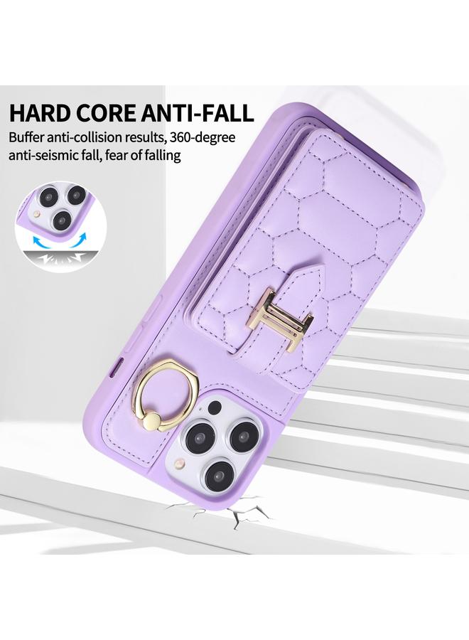 زبون حافظة لهاتف iPhone 11 Pro Max مع حامل بطاقات عمودي وحلقة وحزام مزدوج - Image 4