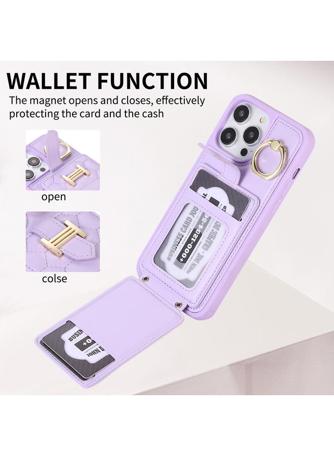 زبون حافظة لهاتف iPhone 11 Pro Max مع حامل بطاقات عمودي وحلقة وحزام مزدوج - Image 5