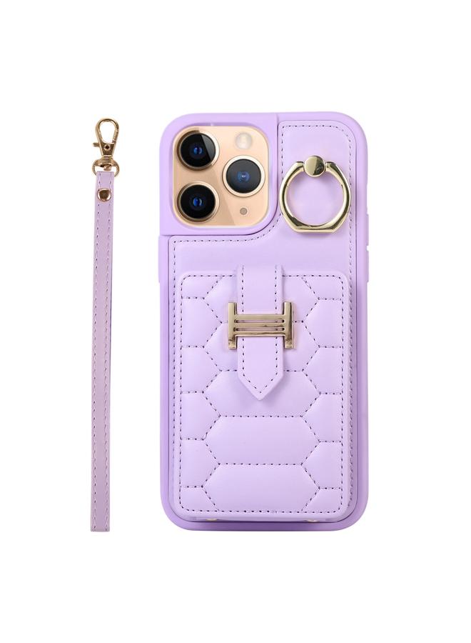 زبون حافظة لهاتف iPhone 11 Pro Max مع حامل بطاقات عمودي وحلقة وحزام مزدوج - Image 1