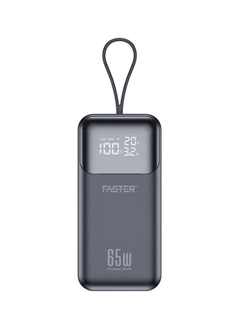 Power Bolt PD65WA Powerbank- Multi Port Mini Power Bank, 20000mAh Capacity, 65W LED Smart Digital Display, Travel Friendly- Built in Cables for Simultaneous Charging, Smart Chip Portable Charger for Laptop Tablets Phones- Multi Device Support, Two Way Fast Charging, Multi Layer Protection