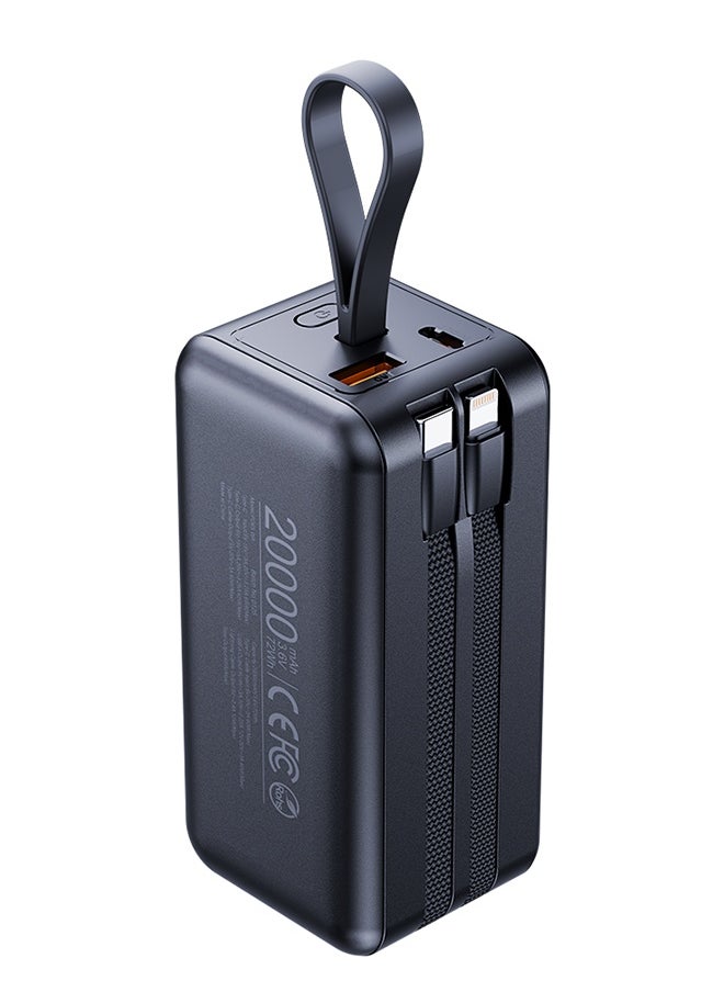 Faster - Power Bolt PD65WA Powerbank- Multi Port Mini Power Bank, 20000mAh Capacity, 65W LED Smart Digital Display, Travel Friendly- Built in Cables for Simultaneous Charging, Smart Chip Portable Charger for Laptop Tablets Phones- Multi Device Support, Two Way Fast Charging, Multi Layer Protection - Image 1