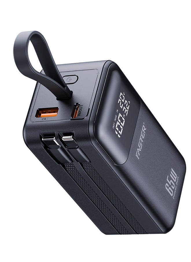 Faster - Power Bolt PD65WA Powerbank- Multi Port Mini Power Bank, 20000mAh Capacity, 65W LED Smart Digital Display, Travel Friendly- Built in Cables for Simultaneous Charging, Smart Chip Portable Charger for Laptop Tablets Phones- Multi Device Support, Two Way Fast Charging, Multi Layer Protection - Image 1