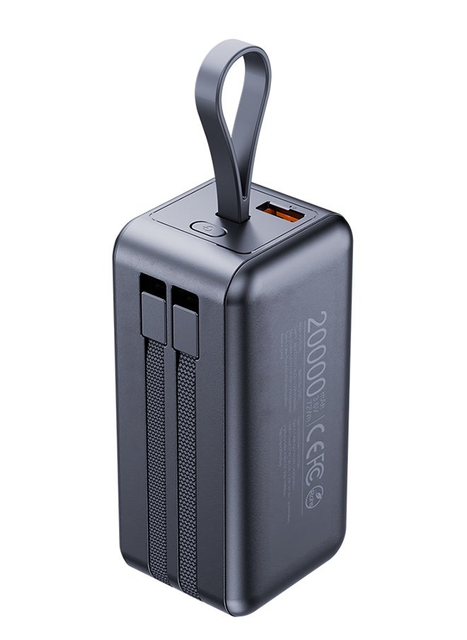 Faster - Power Bolt PD65WA Powerbank- Multi Port Mini Power Bank, 20000mAh Capacity, 65W LED Smart Digital Display, Travel Friendly- Built in Cables for Simultaneous Charging, Smart Chip Portable Charger for Laptop Tablets Phones- Multi Device Support, Two Way Fast Charging, Multi Layer Protection - Image 1