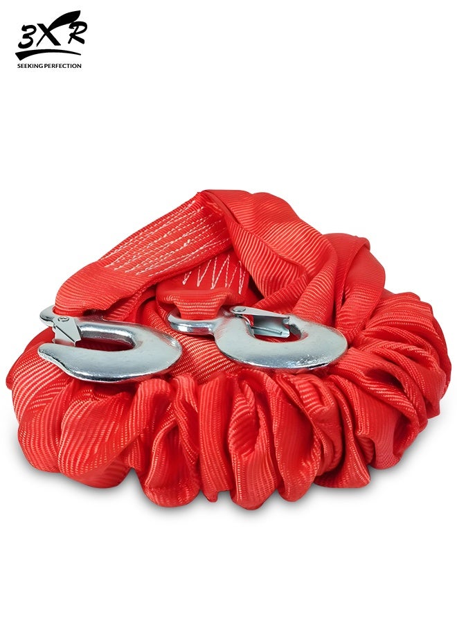 3XR Heavy Duty Tow Rope 4 Meter 4 Ton Capacity Nylon Recovery Strap with Metal Hooks for Car SUV Pickup Off-Road Vehicle Emergency Towing, Durable Elastic Shock-Absorbing Tow Strap for Mud Snow Roadside Rescue Kit 4000kg Premium Strength Power Puller - Image 1