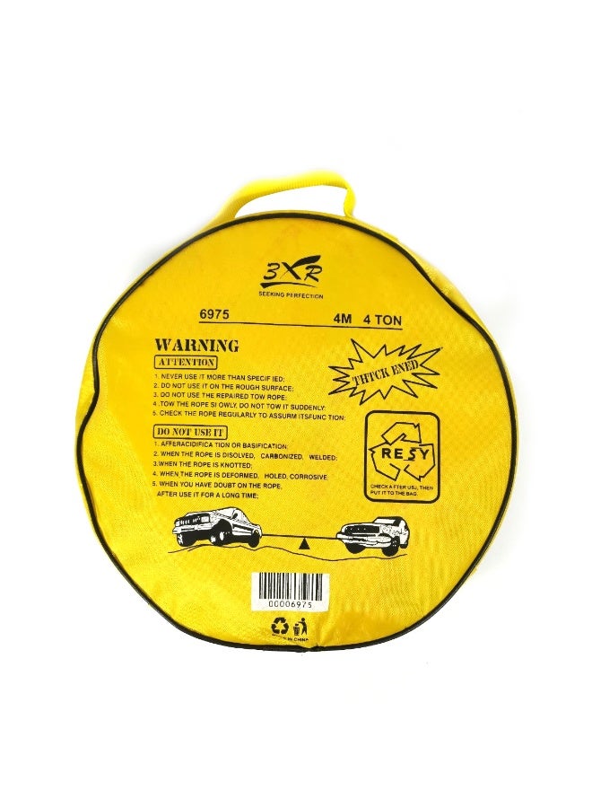 3XR Heavy Duty Tow Rope 4 Meter 4 Ton Capacity Nylon Recovery Strap with Metal Hooks for Car SUV Pickup Off-Road Vehicle Emergency Towing, Durable Elastic Shock-Absorbing Tow Strap for Mud Snow Roadside Rescue Kit 4000kg Premium Strength Power Puller - Image 3