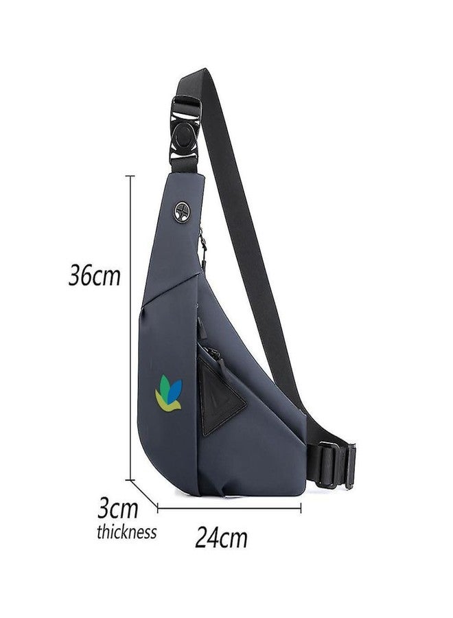 KUNFAIT Waterproof Unisex Crossbody Sling Bag, Boomerang Style Side Shoulder Chest Fanny Pack, Anti-Theft Pouch for Outdoor Travel Sports (Midnight Blue) - Image 4