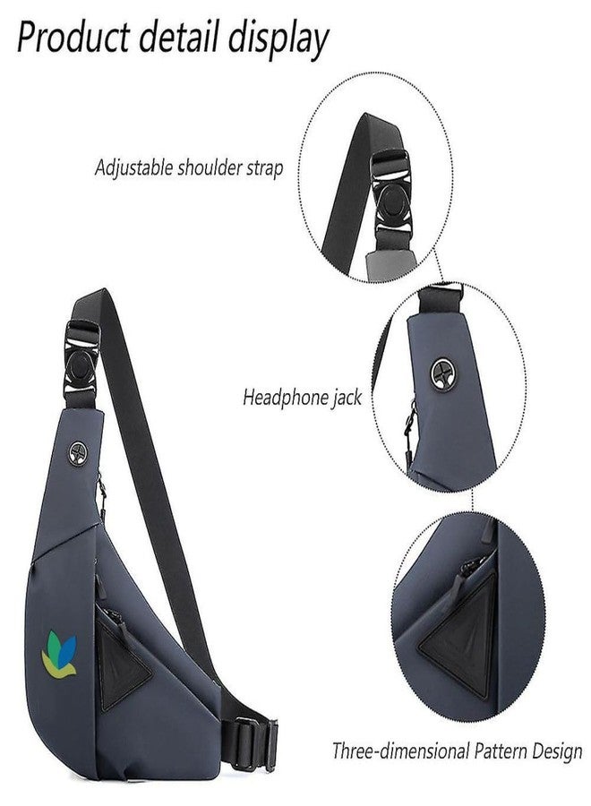 KUNFAIT Waterproof Unisex Crossbody Sling Bag, Boomerang Style Side Shoulder Chest Fanny Pack, Anti-Theft Pouch for Outdoor Travel Sports (Midnight Blue) - Image 2
