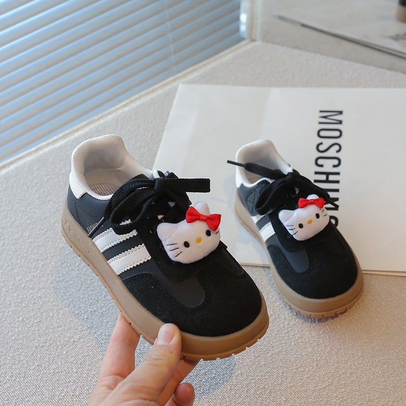 Kitty Cute Cartoon Pendant Simple Solid Color German Training Shoes 2025 Spring Girls Fashion All-Match Board Shoes - Image 4
