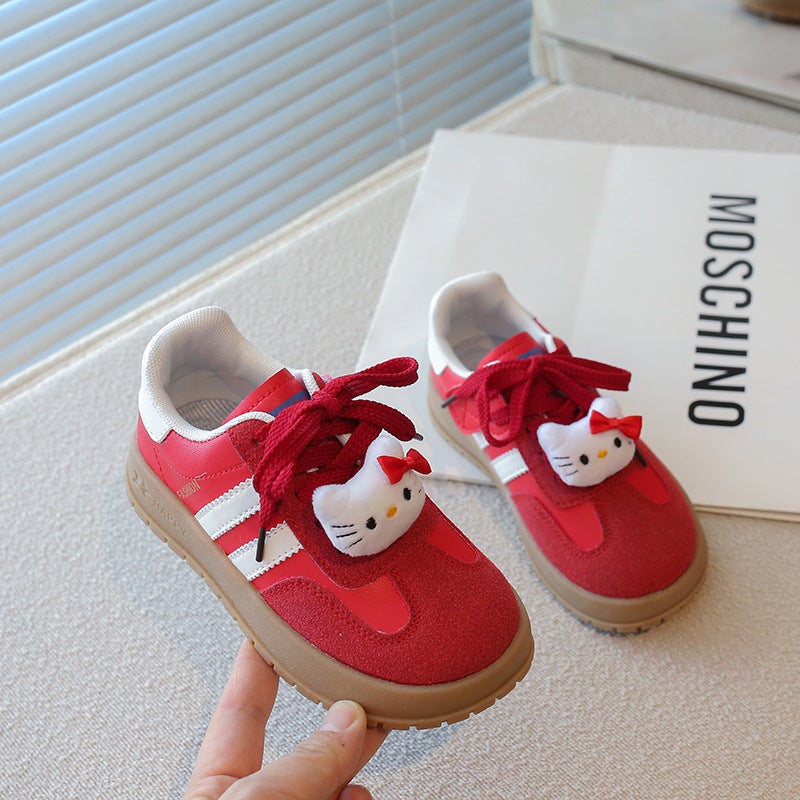 Kitty Cute Cartoon Pendant Simple Solid Color German Training Shoes 2025 Spring Girls Fashion All-Match Board Shoes - Image 3