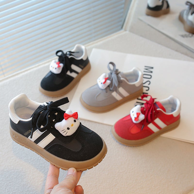Kitty Cute Cartoon Pendant Simple Solid Color German Training Shoes 2025 Spring Girls Fashion All-Match Board Shoes - Image 2