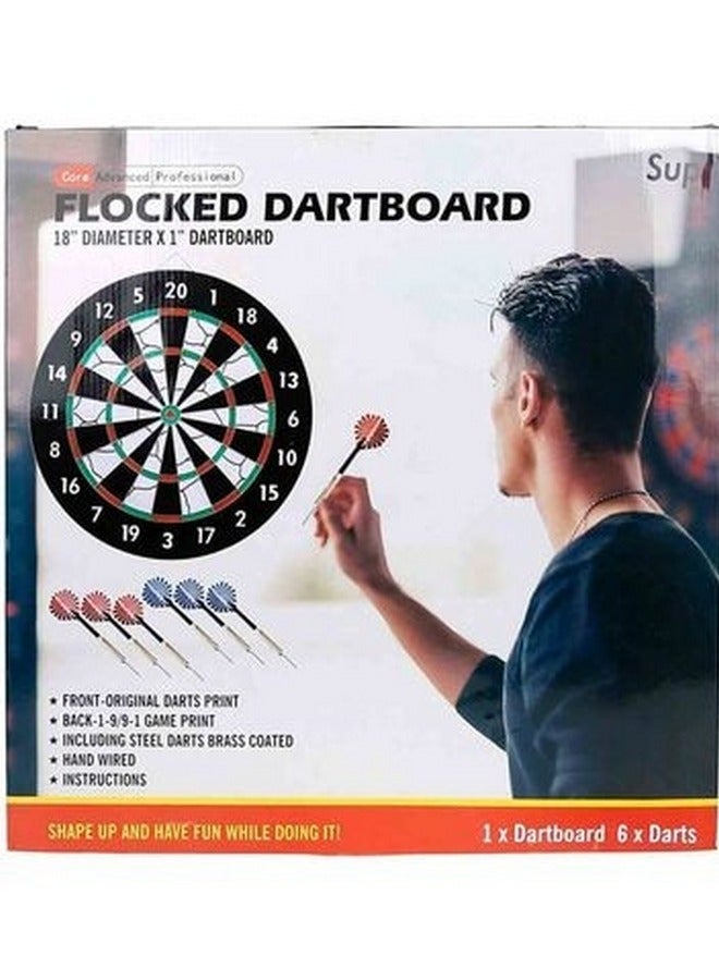 Supreme Sports Flocked Dartboard with Darts Multicolour 18inch - Image 3