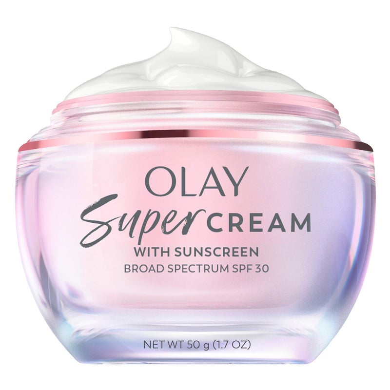 Olay Super Cream with Sunscreen SPF 30, Lightweight Face Moisturizer with Sun Protection, 5-in-1 Skin Care Benefits - Hydrating, Brightening, Firming - Niacinamide, Vitamin C, Collagen Peptide, 1.7 oz - Image 1