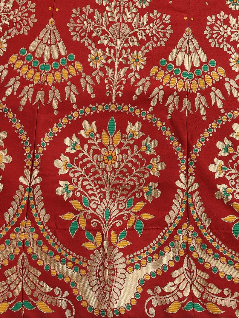 PURVAJA Women's Jacquard Semi-Stitched Lehenga choli (Arambh-Maroon_Maroon_Free Size) - Image 5
