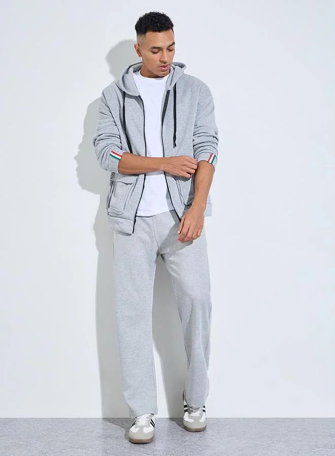 ستايلي Grey Baggy Pocket Hooded Zip-Up Sweat Jacket