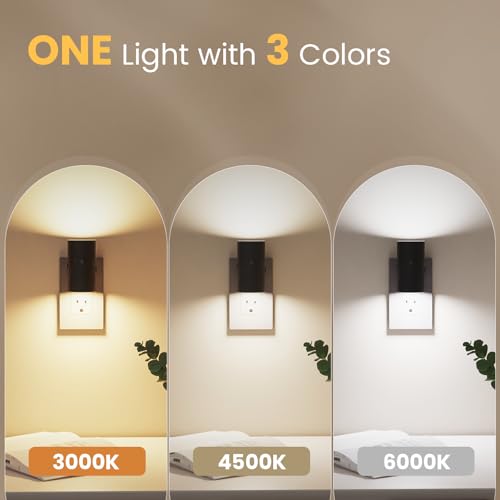 VOLISUN Night Lights Plug into Wall, Dimmable LED Nightlight with Dusk to Dawn Light Sensor, 0-100LM Adjustable Brightness, 3 Color Temperatures, Compact Size Black 4 Pack for Hallway,Bedroom,Bathroom - Image 2