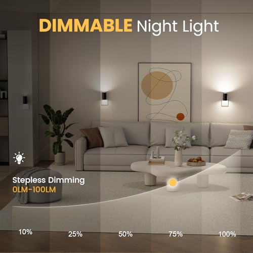 VOLISUN Night Lights Plug into Wall, Dimmable LED Nightlight with Dusk to Dawn Light Sensor, 0-100LM Adjustable Brightness, 3 Color Temperatures, Compact Size Black 4 Pack for Hallway,Bedroom,Bathroom - Image 3
