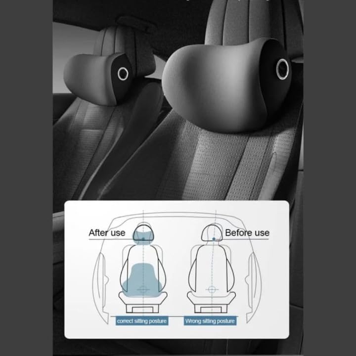 Fodgo Car Neck Pillow Neck Pain Relief for Long Drive Car Seat Back Head Rest Memory Foam Pillow for Driving Car Office with Adjustable Strap and Breathable Removable Cover - Image 4