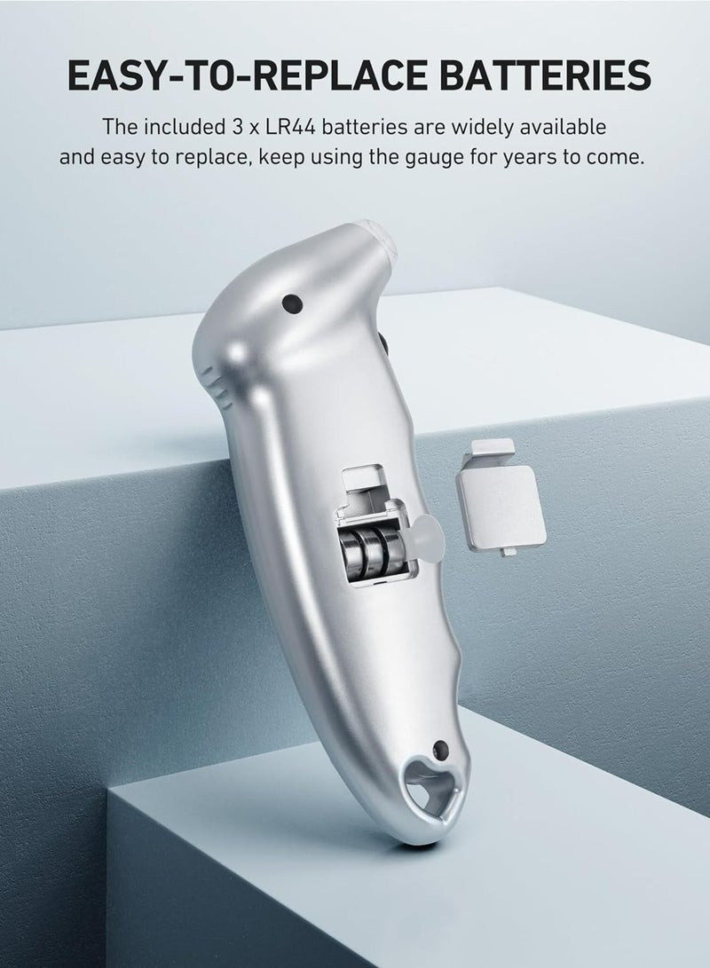 Digital Tire Pressure Gauge 150 PSI 4 Settings for Car Truck Bicycle with Backlight LCD and Non-Skid Grip Car Accessories, Silver - Image 4