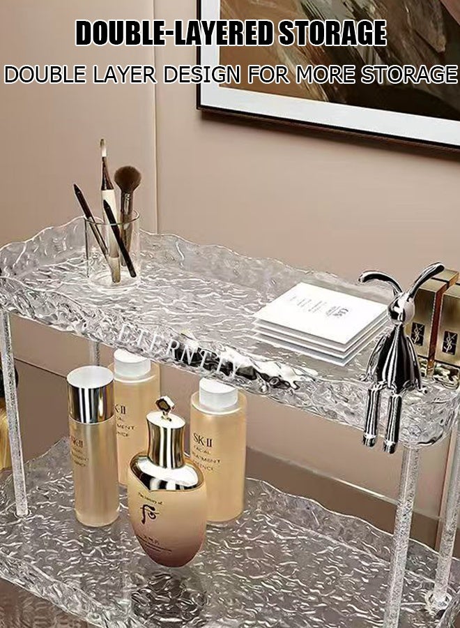 ماركة غير محددة منظم مكياج شفاف على سطح الطاولة - تصميم قابل للتكديس، سعة كبيرة - مناسب كمنظم على سطح طاولة الحمام، منظم للعناية بالبشرة في الحمام، منظم سطح خزانة الملابس لغرفة النوم  - Image 2