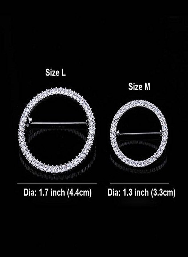 Joyci 2Piece Round Brooch Fully-Jewelled Cardigan Shawl Pins Fashion Sweater Scarves Lapel Pin European Type Breastpin (B) - Image 2