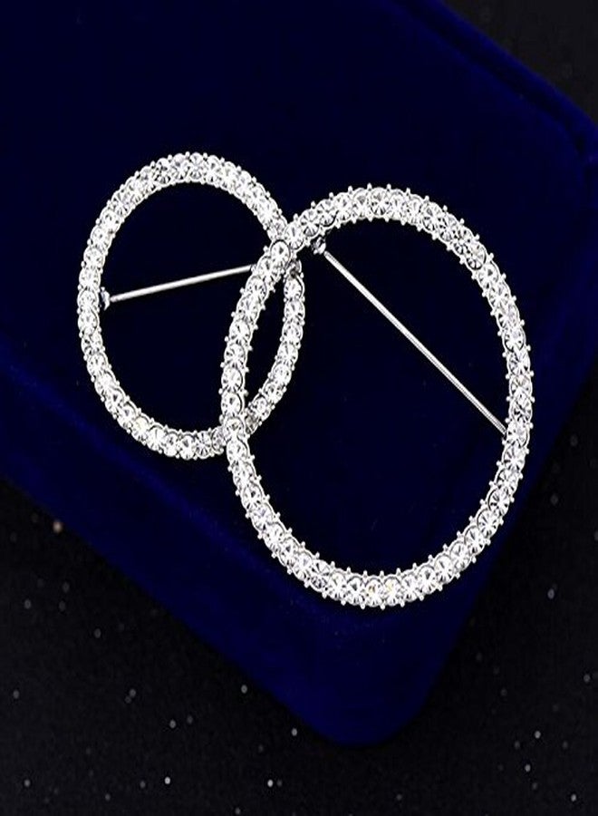 Joyci 2Piece Round Brooch Fully-Jewelled Cardigan Shawl Pins Fashion Sweater Scarves Lapel Pin European Type Breastpin (B) - Image 5