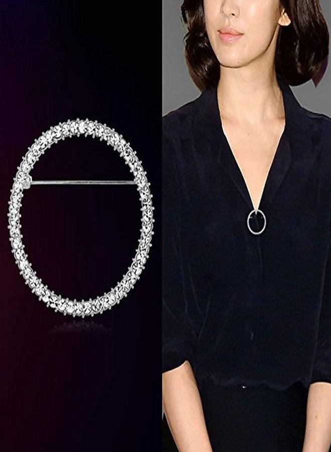 Joyci 2Piece Round Brooch Fully-Jewelled Cardigan Shawl Pins Fashion Sweater Scarves Lapel Pin European Type Breastpin (B) - Image 3