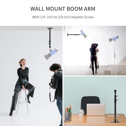 Selens Camera Wall Mount Ring Light Boom Arm, Overhead Light Mounting 39 inch for Photo Studio Video Ring Light, Strobe Light, Flash, Softbox, Reflector, 2 Pack - Image 3