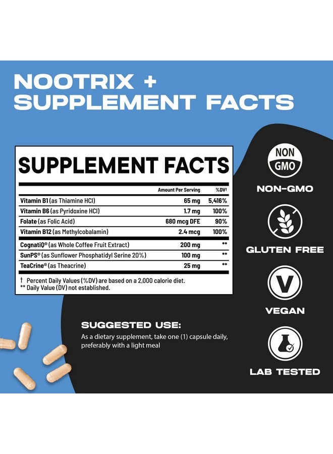 Nootrix مكمل نوتريكس براين بلس المعزز للذاكرة | يدعم الذاكرة والتركيز العقلي وصحة الدماغ والطاقة | يعزز المزاج الصحي ووظيفة الدماغ | فيتامين ب1، فيتامين ب6 وفيتامين ب12 | 30 كبسولة - Image 2