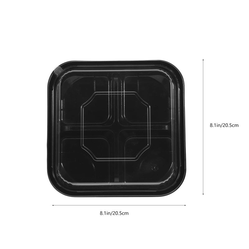 10pcs Black 550g Disposable Square Plastic Fruit Boxes Multi Compartment Food Storage Containers - Image 3