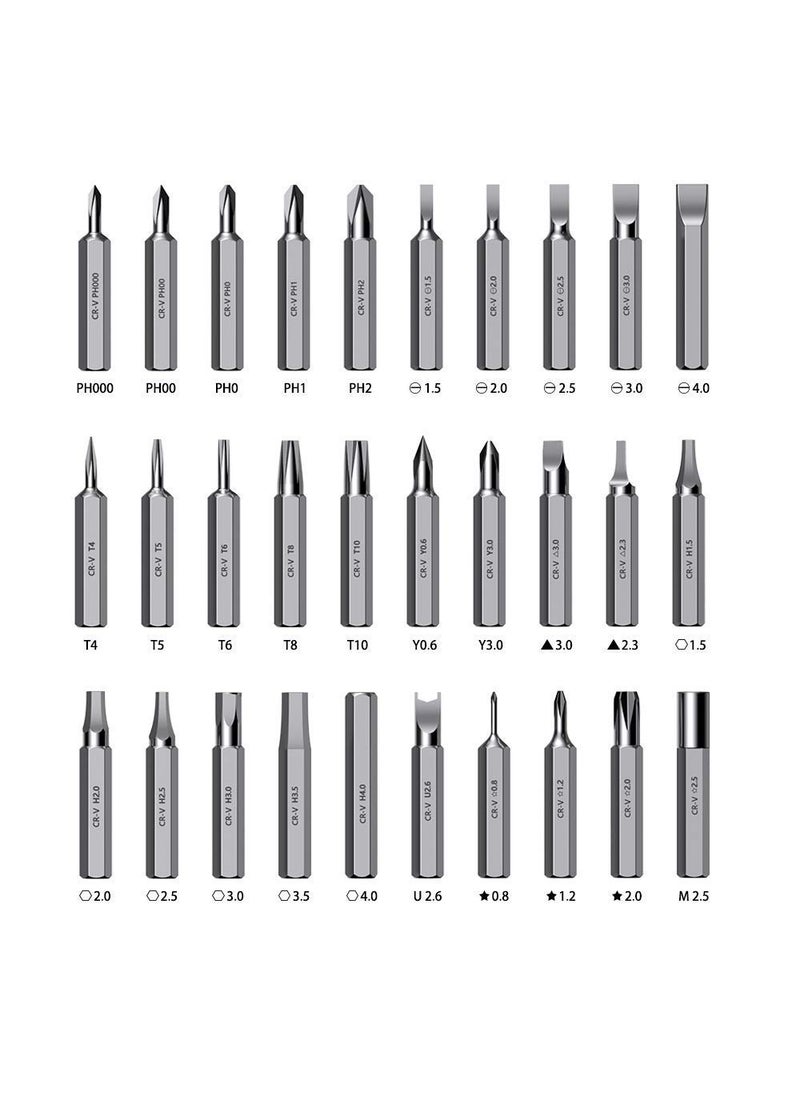 R3 32 in 1 Interchangeable Multipurpose Mini Screwdriver Set Magnetic Slot Wrench Bits Repair Tools Kit Set Combination Screwdriver Set for Home Appliance,Laptop,Mobile,Computer (Silver and Green)