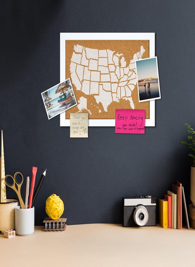 YCCYYCCY White Frame Cork Board Map of The United State, 14" X 11" Bulletin Boards for Walls with 10 Pins, Travel Tracker Map for Office, School and Home (US-MAP-2636-C) - Image 3