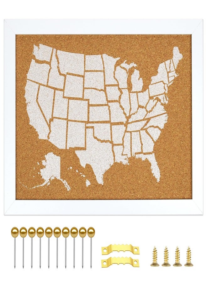YCCYYCCY White Frame Cork Board Map of The United State, 14" X 11" Bulletin Boards for Walls with 10 Pins, Travel Tracker Map for Office, School and Home (US-MAP-2636-C) - Image 1
