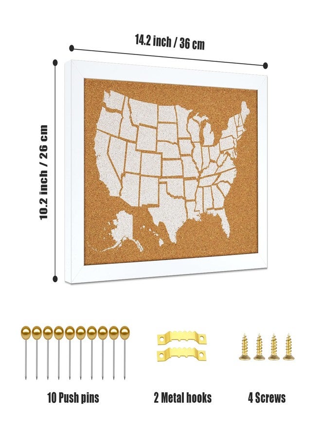 YCCYYCCY White Frame Cork Board Map of The United State, 14" X 11" Bulletin Boards for Walls with 10 Pins, Travel Tracker Map for Office, School and Home (US-MAP-2636-C) - Image 2