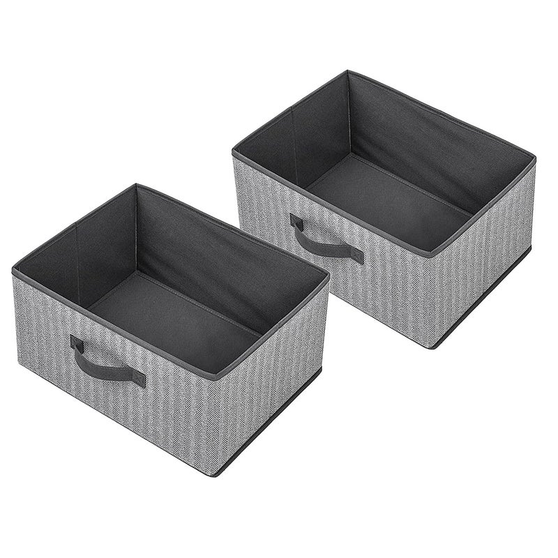 EITMOW Storage Baskets, 15.7 Inch Woven Fabric Bins, Storage Cubes with Reinforced Handles, Organizer Bins for Closet Shelves, Foldable, for Toys, Clothes (2PCS/Grey-15.7*11*7.8inch) - Image 1