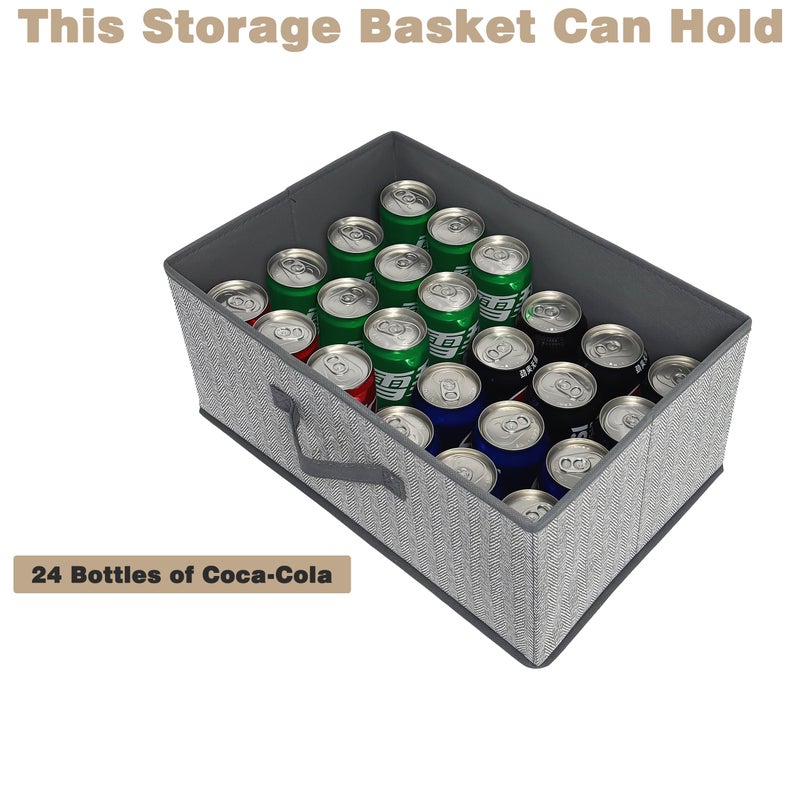 EITMOW Storage Baskets, 15.7 Inch Woven Fabric Bins, Storage Cubes with Reinforced Handles, Organizer Bins for Closet Shelves, Foldable, for Toys, Clothes (2PCS/Grey-15.7*11*7.8inch) - Image 5