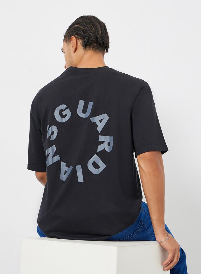 Styli Men Black Slogan Print Oversized T-Shirt - Image 1