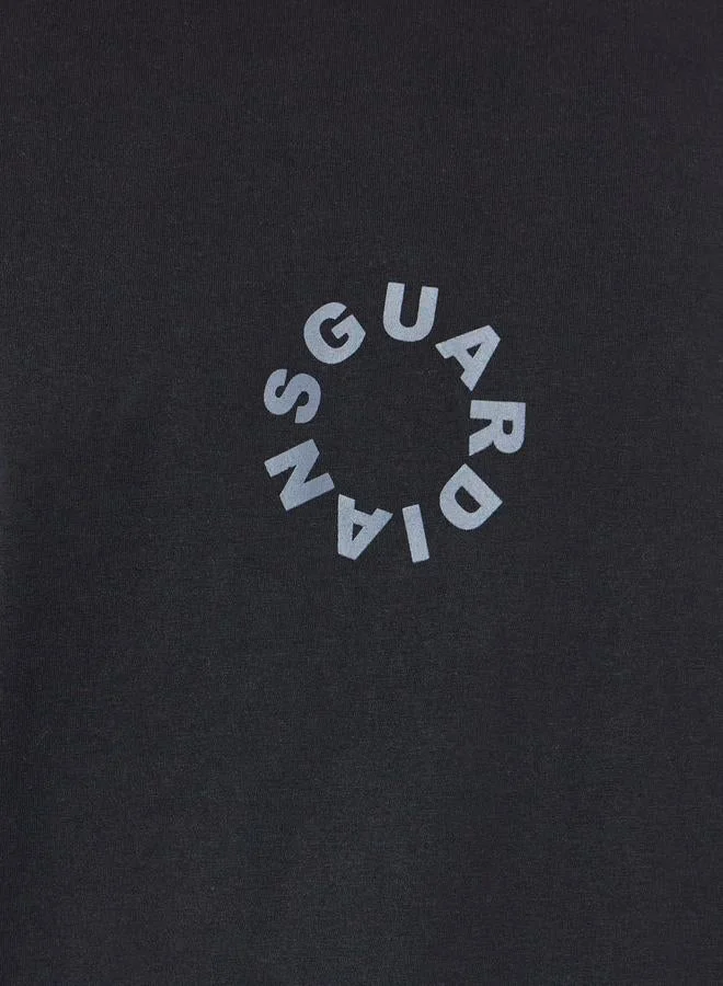Styli  Men Black Slogan Print Oversized T-Shirt for Men | Best Price UAE
